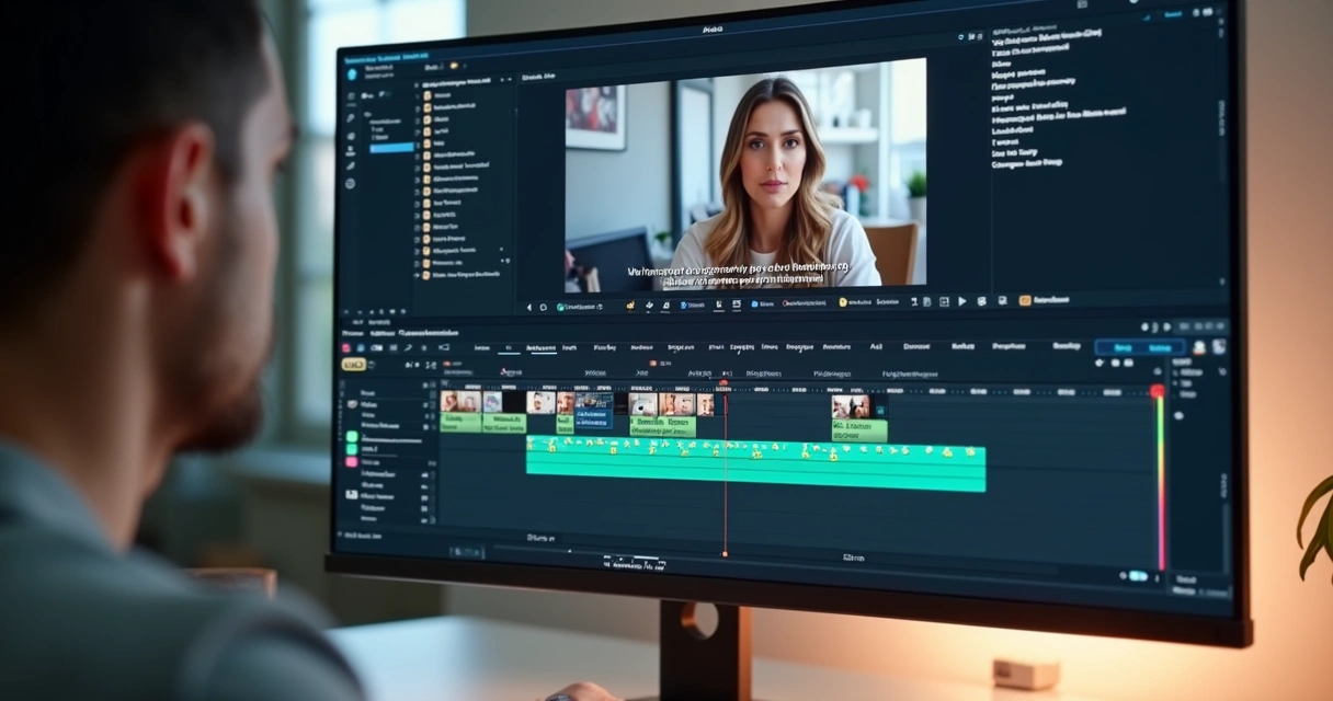 Video editor with synchronized captions and emojis on the timeline 