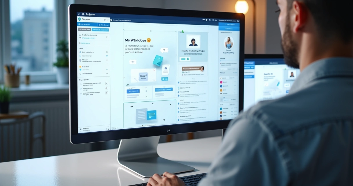 Editor visual com IA criando seções de um site