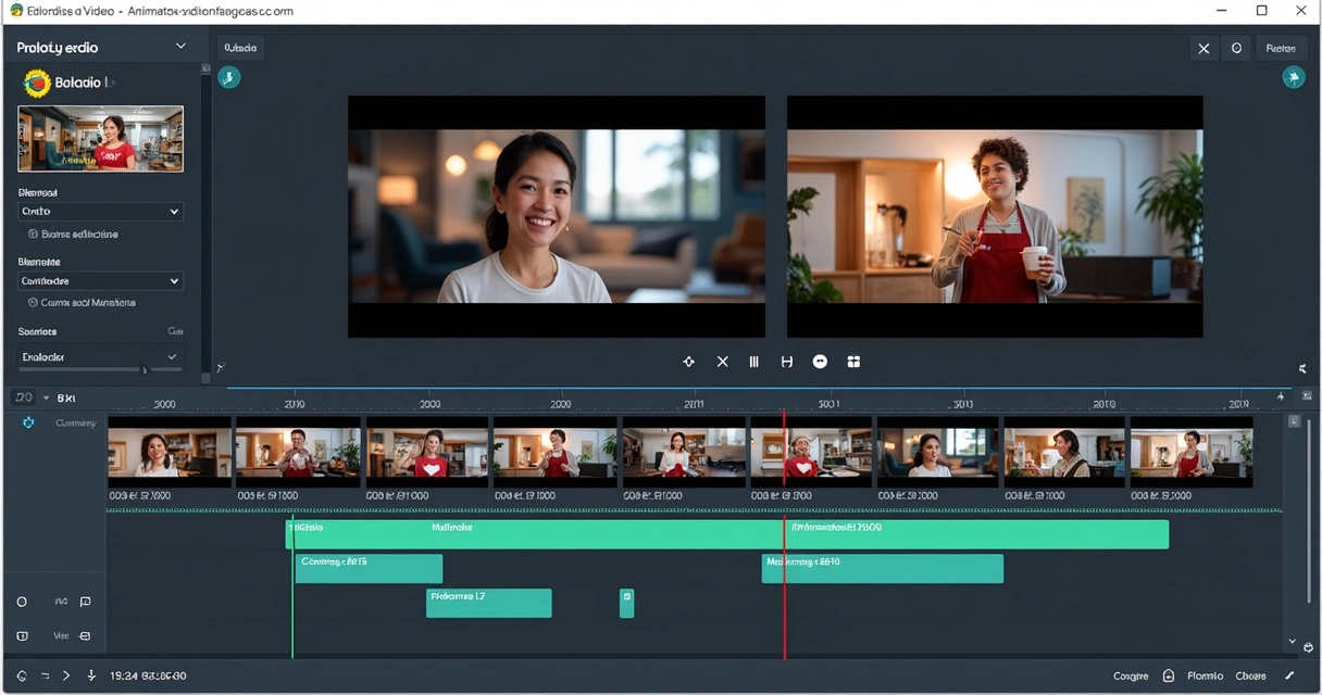 Video editing panel with automated features and synchronized captions 
