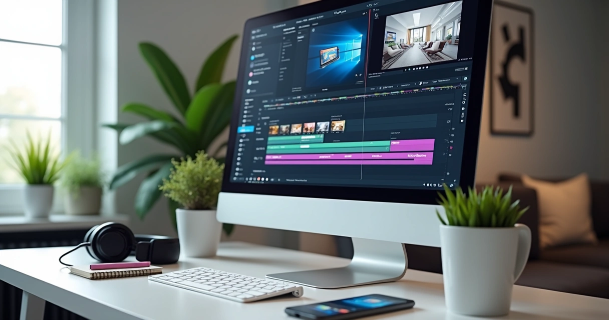 Person editing video with artificial intelligence