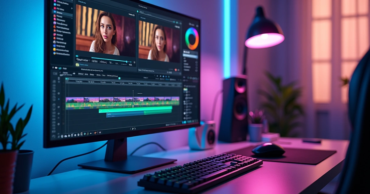 Video editor with automatic cuts and subtitles on screen