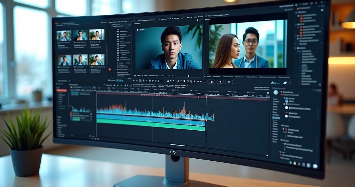 Video editing interface with AI providing automatic cuts 