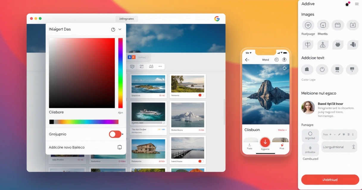 Editor visual aberto mostrando ajustes em layouts de site 