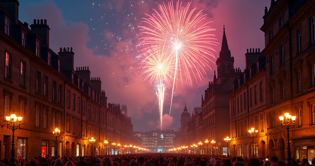 Nove destinos acessíveis para o Réveillon no Brasil e no exterior 3 Fogos de artifício iluminando Edimburgo durante o Hogmanay