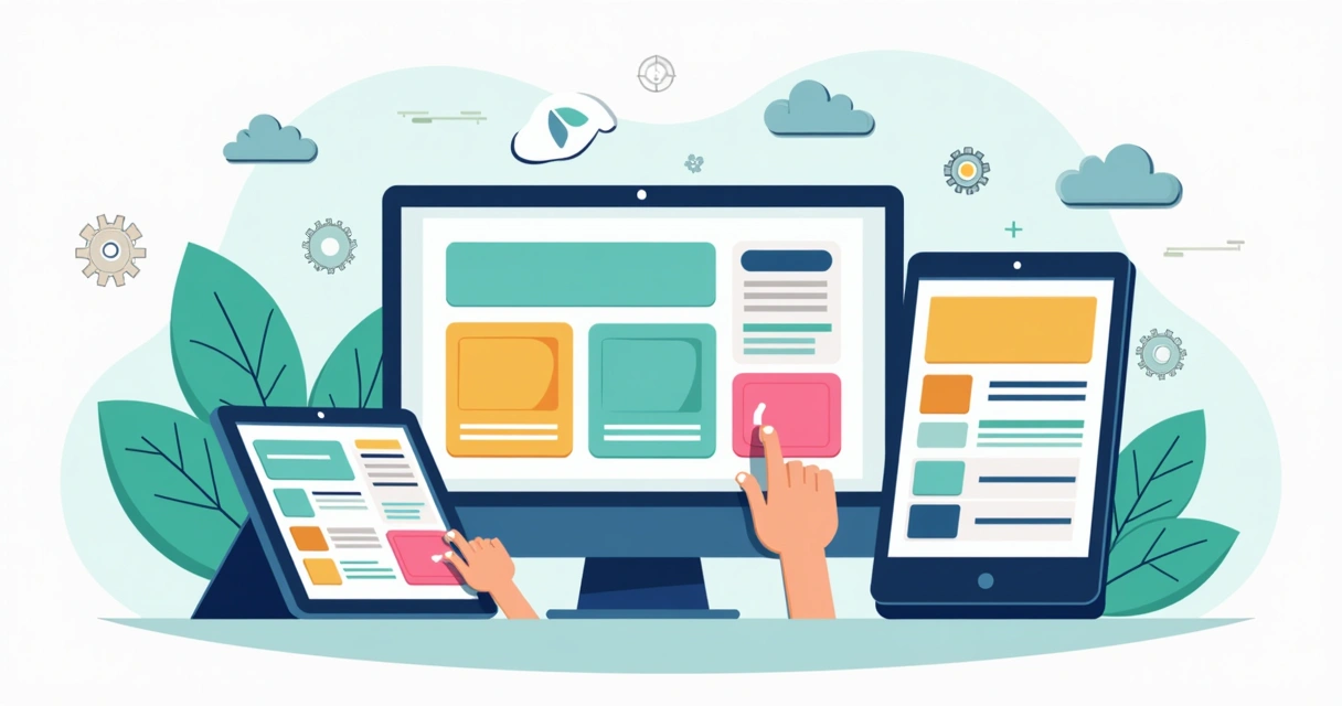 Representação de editor arrasta e solta em diferentes dispositivos 