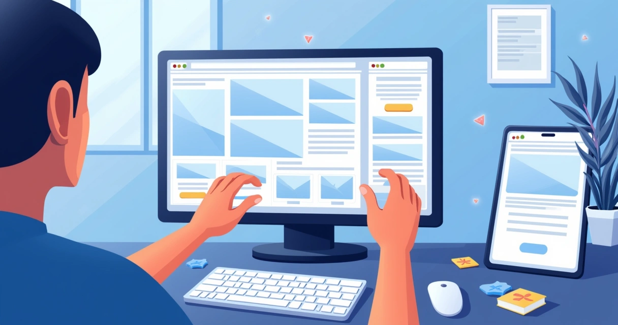 Editor visual arrasta e solta de landing page em uso 