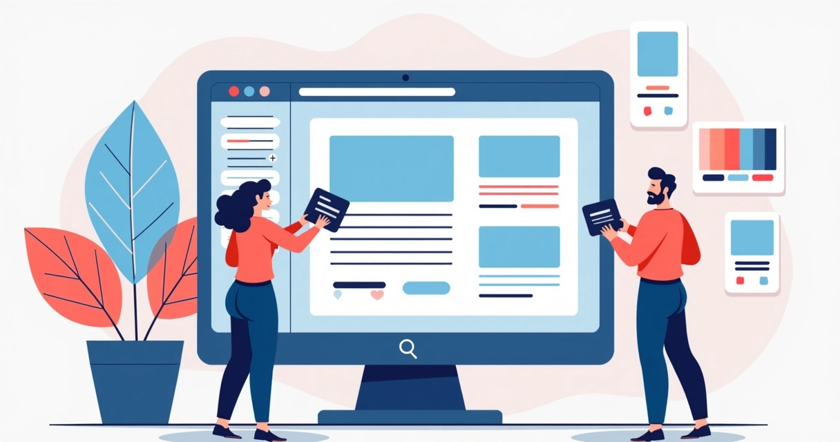 Editor de páginas com recurso arrasta e solta e opções de personalização de elementos 