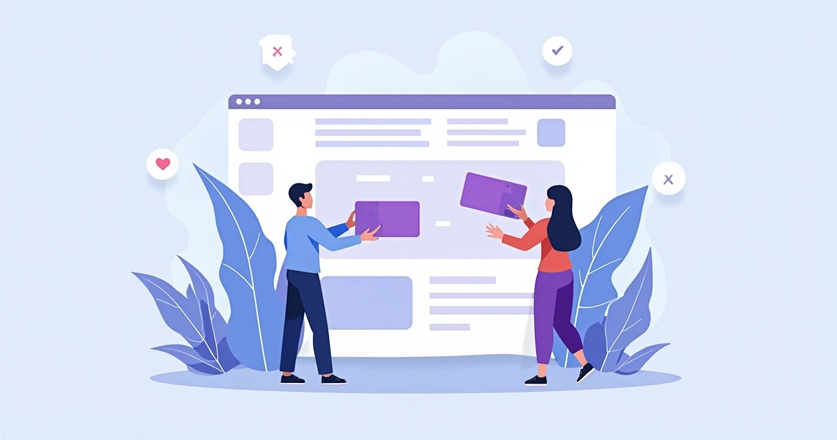 Interface de um editor drag-and-drop de landing page com elementos sendo arrastados em um layout limpo e moderno 