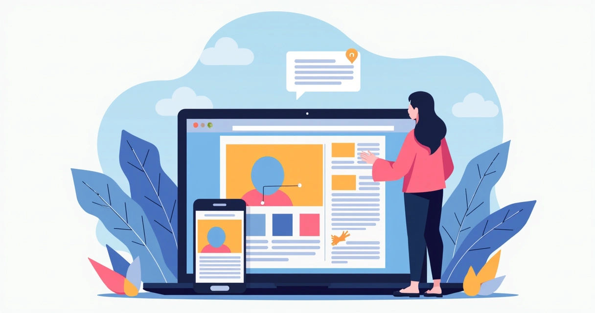 Editor drag and drop de site responsivo em tela de notebook e celular 