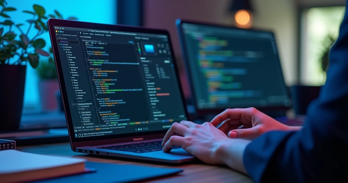 Editor de código com assistente de IA e painel lateral de sugestões 