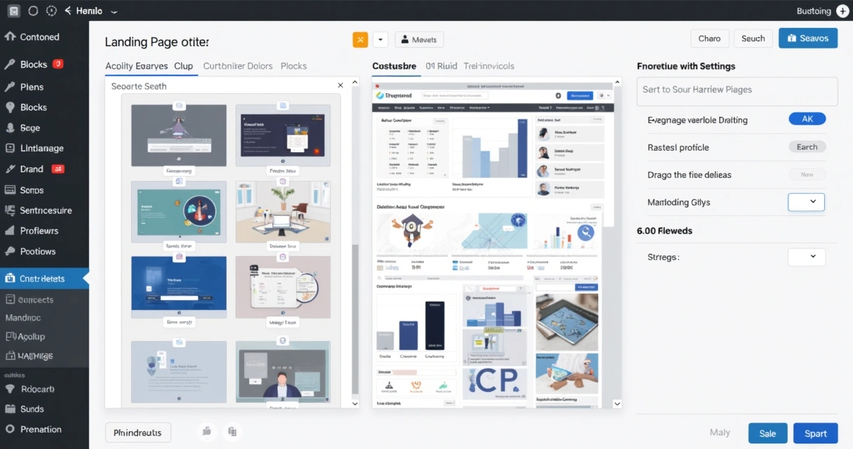 Editor visual de landing page com recursos avançados e módulos configuráveis 
