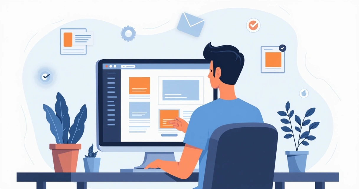 Editor visual de landing pages arrasta e solta, com painel à esquerda e página sendo editada à direita 