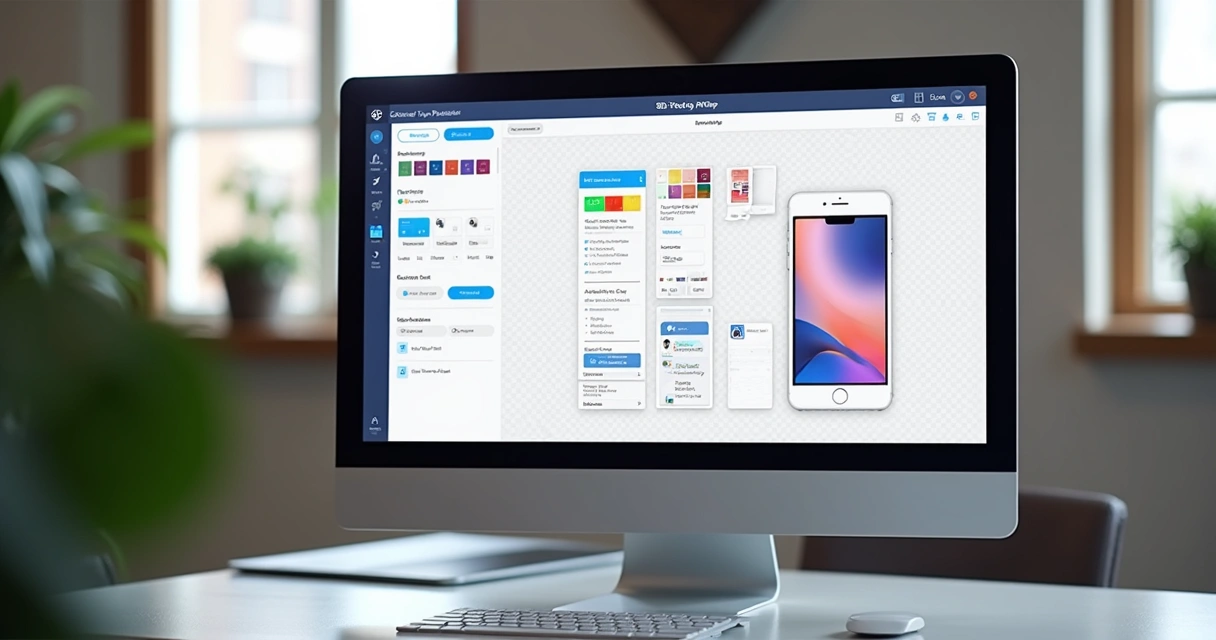 Editor visual de app no-code en pantalla 