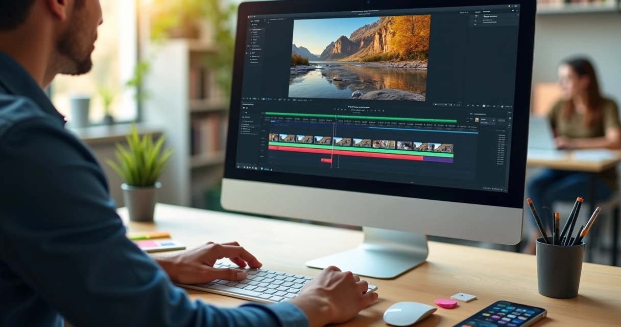 Editor de vídeo online com linhas do tempo e cortes destacados 