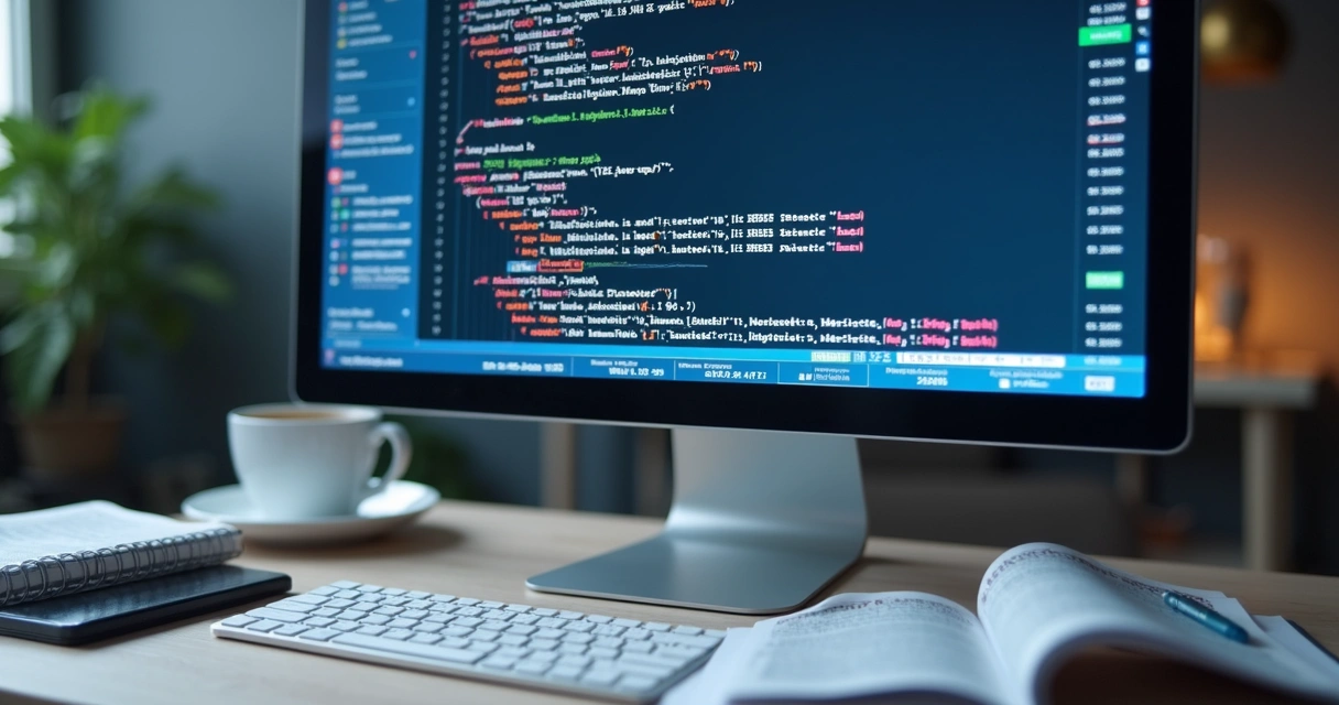 Editor de código Python com gráficos e indicadores financeiros na tela 