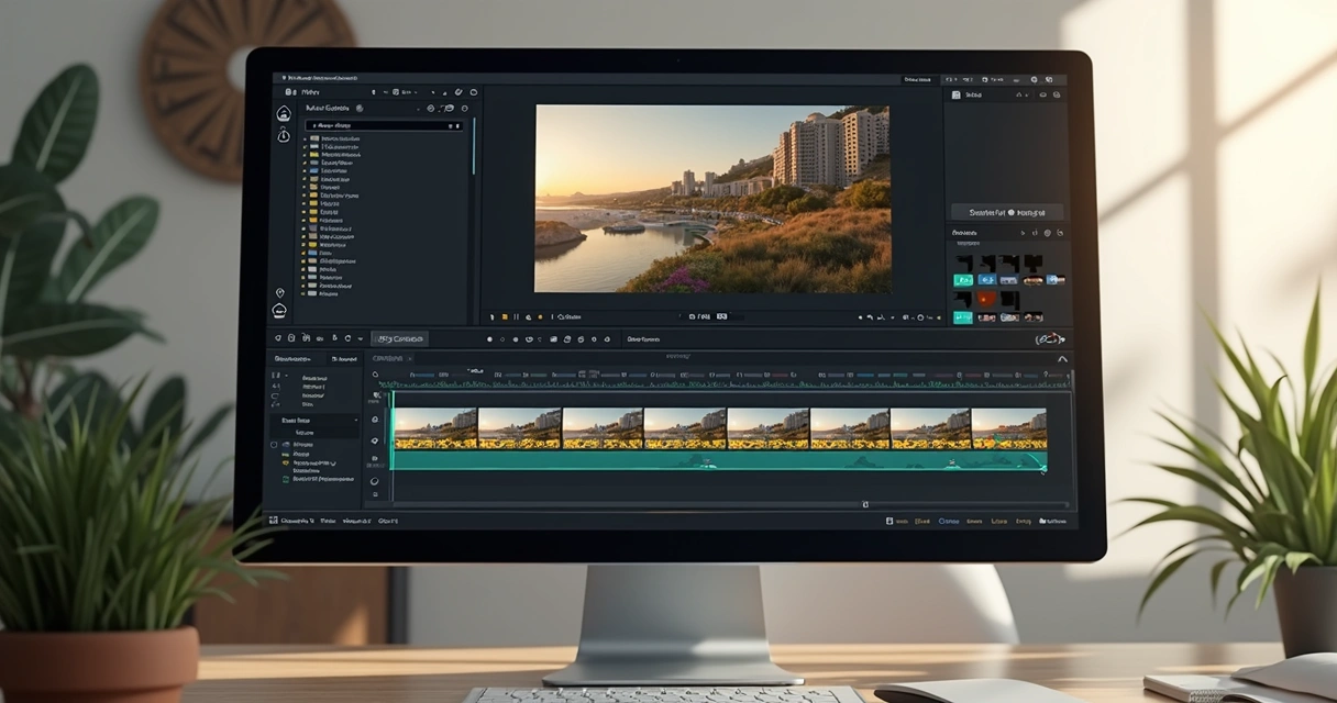 Interface de edição de vídeo com opções de personalização de cortes e legendas 