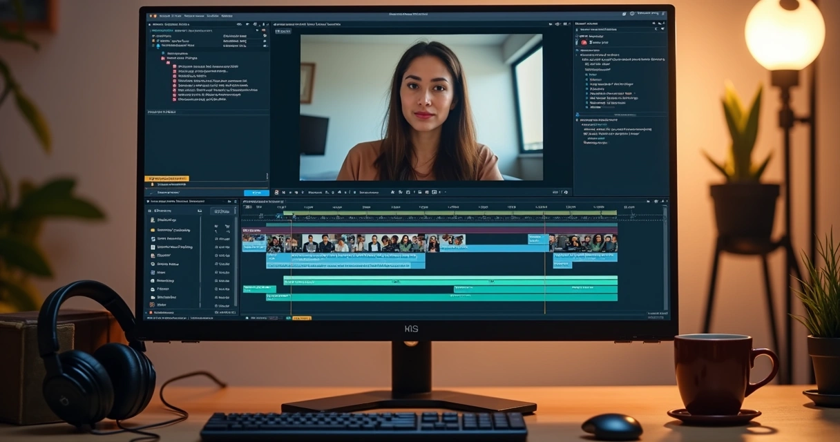 Editor de vídeo vertical com legenda, logo e zonas seguras 