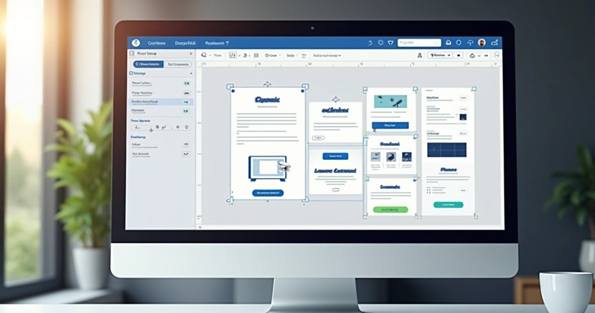 Editor visual do site com função arrastar e soltar exibindo elementos de uma página 