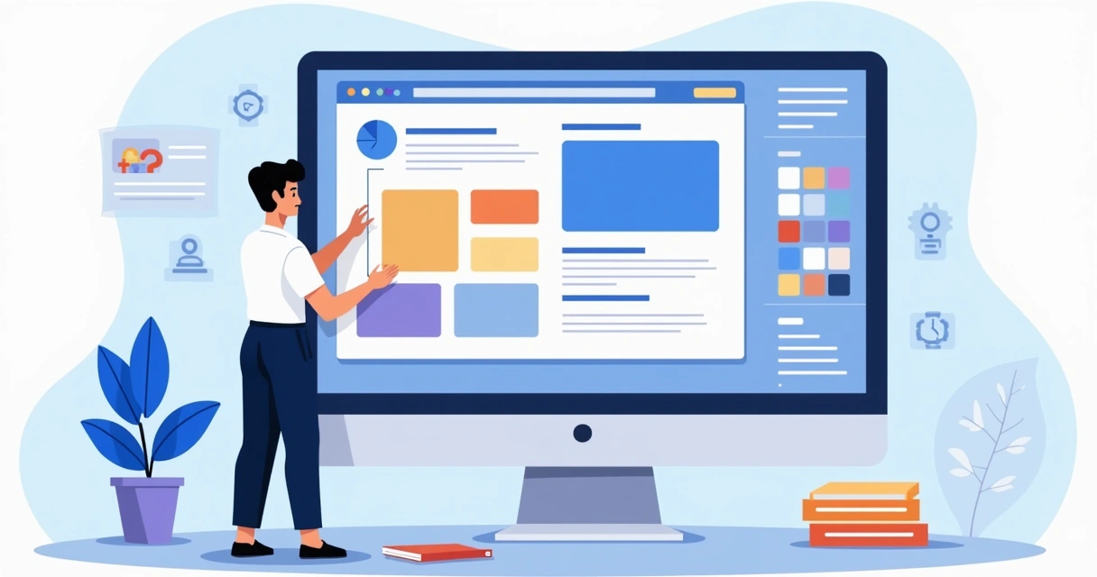 Editor drag-and-drop configurando landing page no computador 