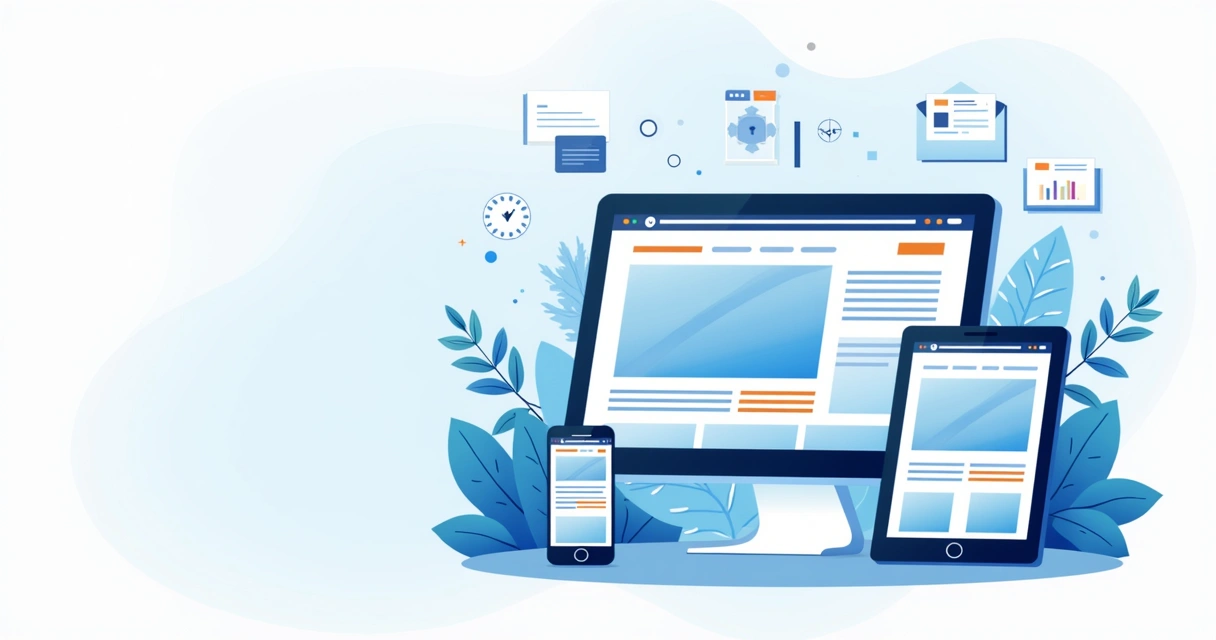 Tela de editor visual responsivo mostrando a criação de site em vários dispositivos 