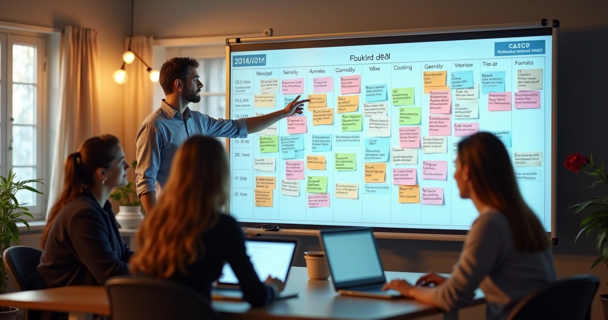 Quadro de calendário editorial digital com ideias e pautas para blog