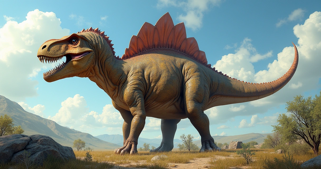 Dinossauro Edmontonia em um habitat pré-histórico com vegetação, destacando sua armadura defensiva.