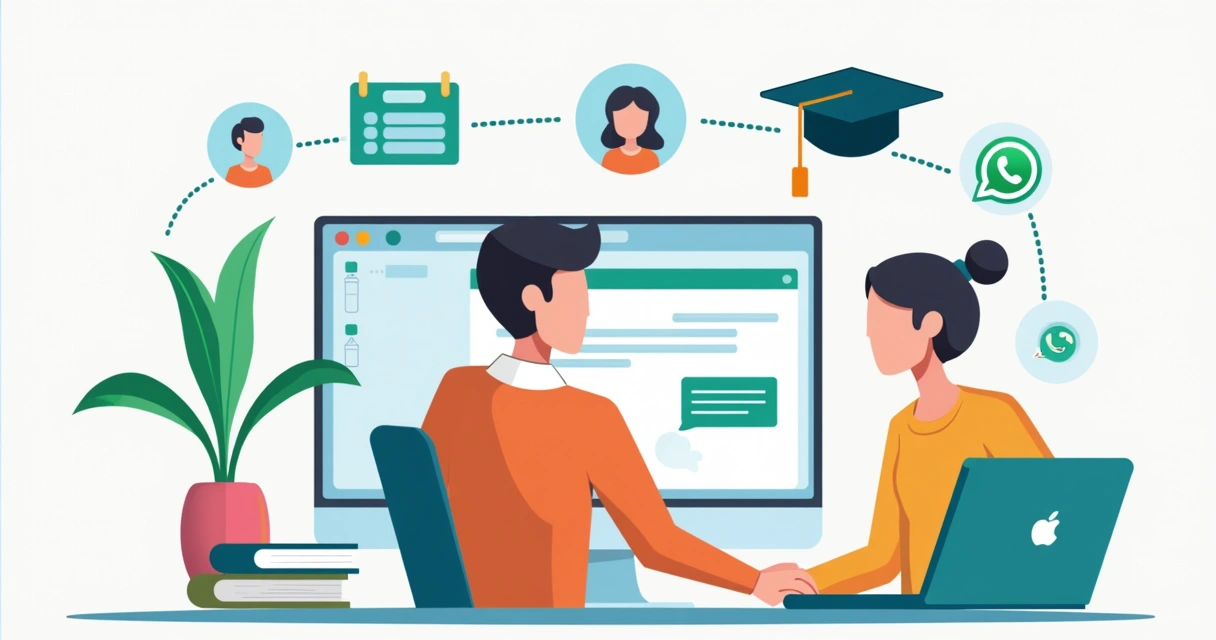 Gestor educacional usando CRM com WhatsApp para comunicação escolar 