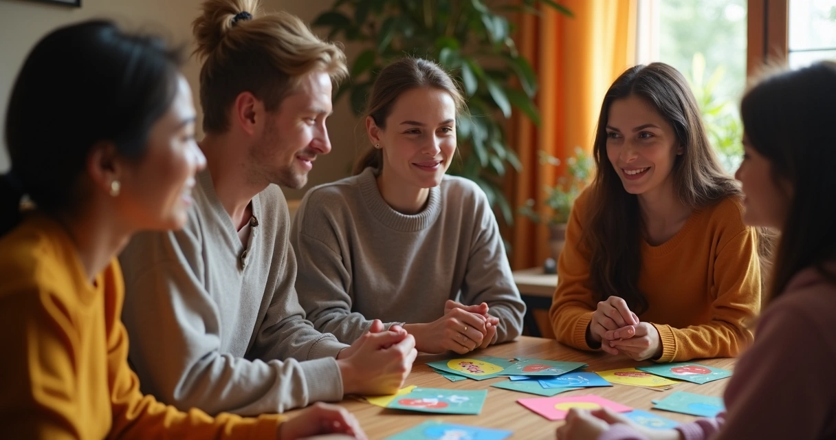 Pessoas participando de dinâmica de educação emocional em ambiente de grupo 