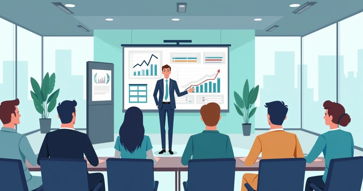 Treinamento de educação financeira para empresários em sala de aula moderna 