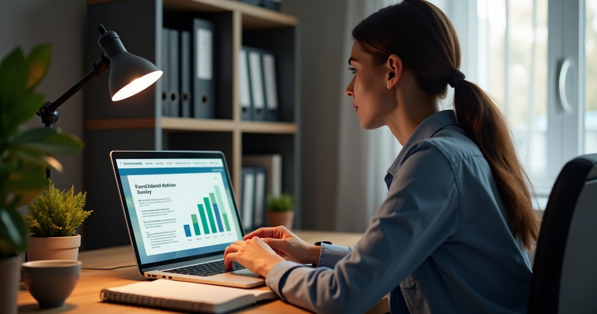 Empresário assistindo palestra online sobre finanças 