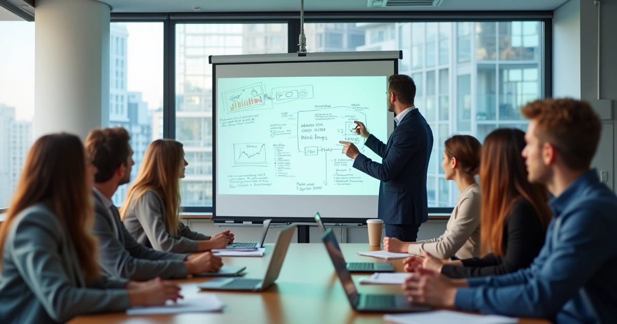 Equipe participando de treinamento de educação financeira 