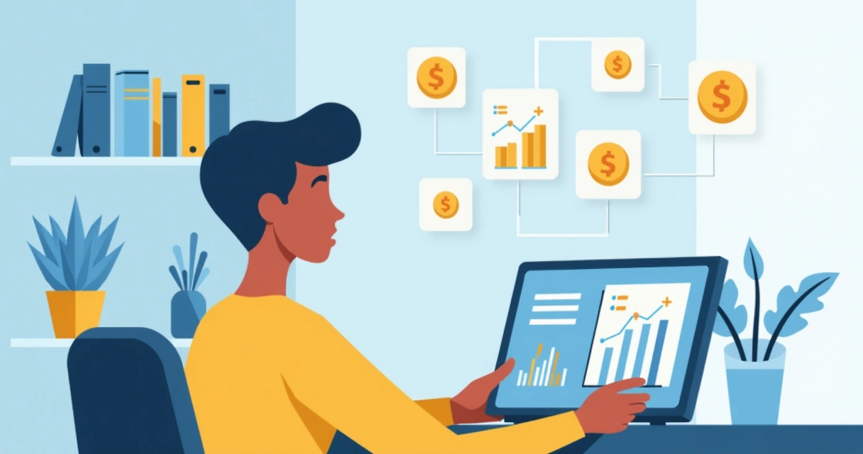 Pessoa estudando educação financeira em tablet 