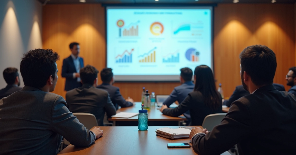Aula de educação financeira em grupo de pequenas empresas 