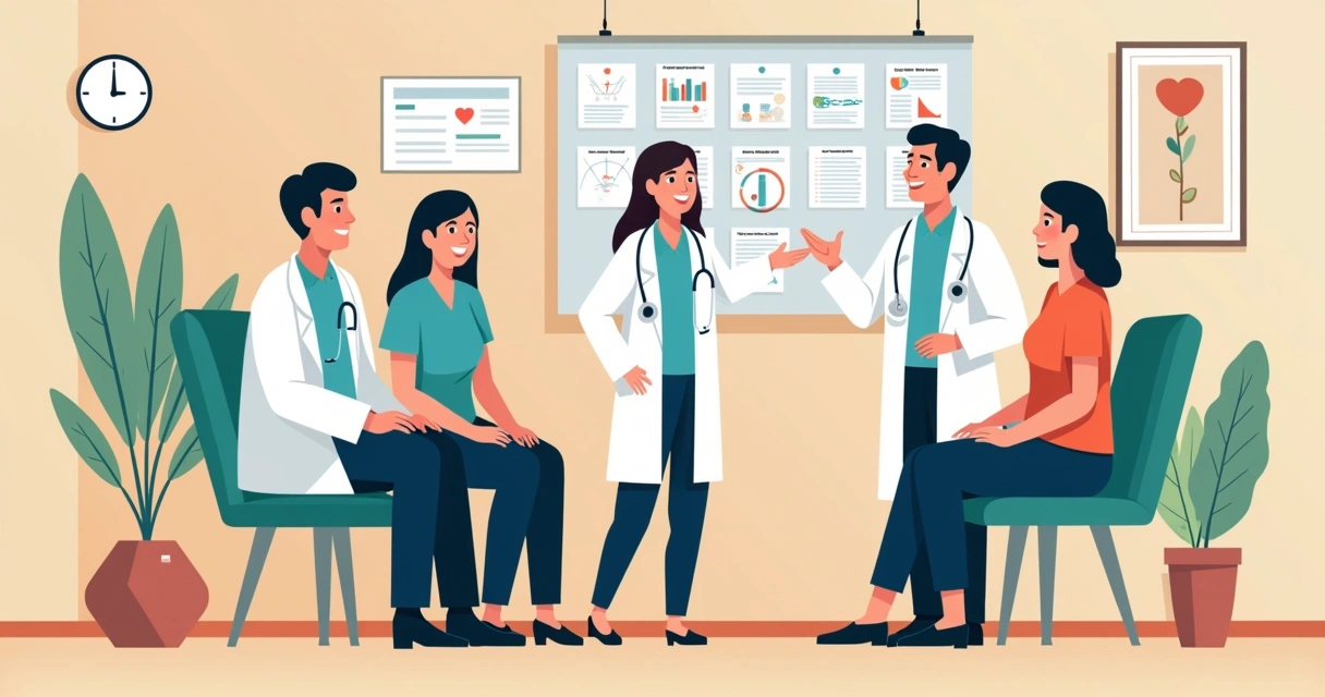 Manejo clínico da herpes-zóster e complicações em imunocomprometidos 4 Equipe multidisciplinar explicando cuidados para paciente imunossuprimido
