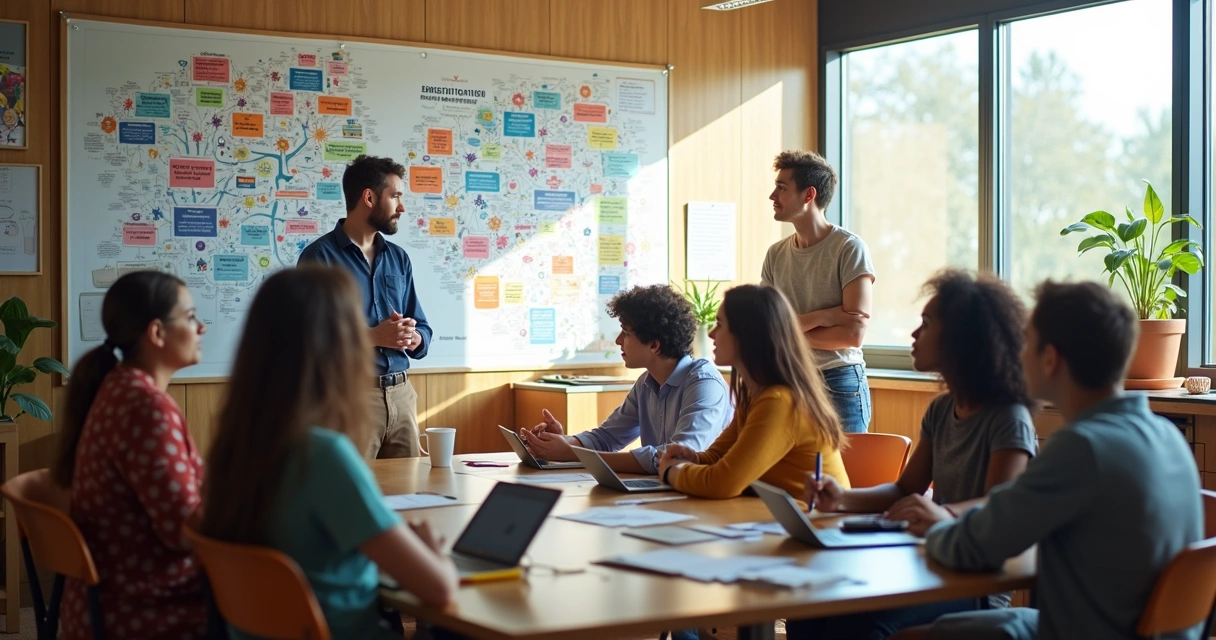 Grupo de personas de diferentes edades aprendiendo juntos sobre inteligencia artificial y emociones 