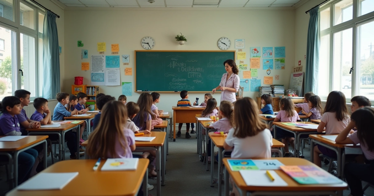 Illustration comparing old and updated school systems with visible patterns of inclusion and exclusion.