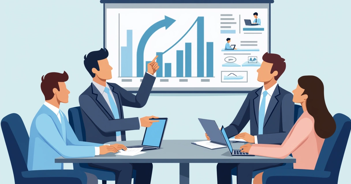Team members having a meeting discussing workforce planning with graphs and charts 