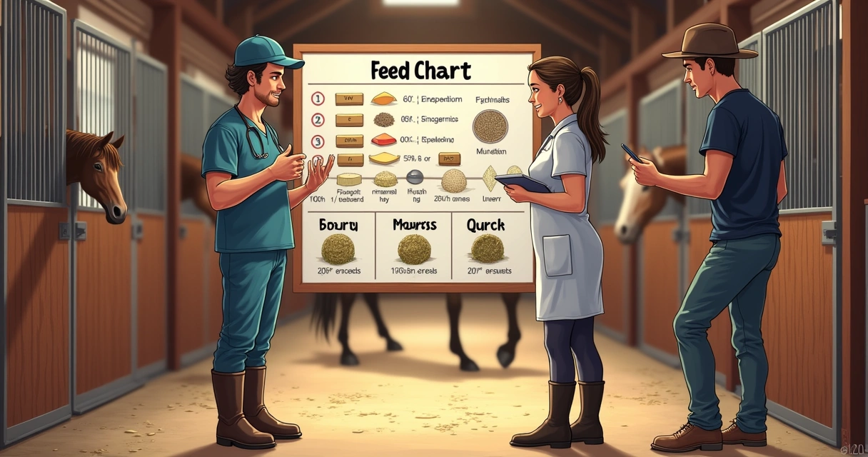 Gráfico mostrando ração e feno na alimentação de égua gestante. 
