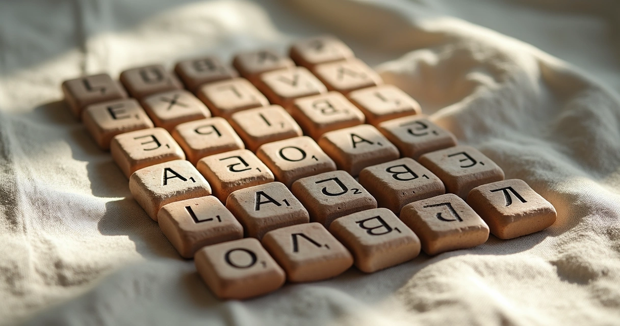 Elder Futhark rune tiles in rows on linen cloth 