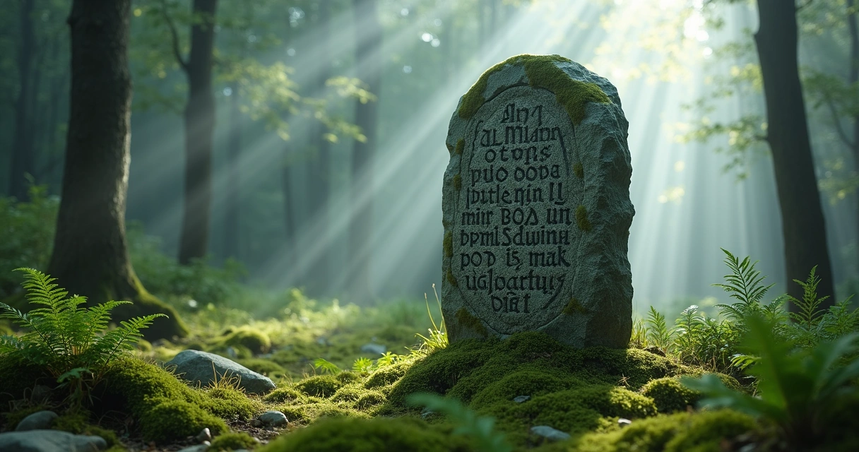 Ancient runestone with Elder Futhark script 