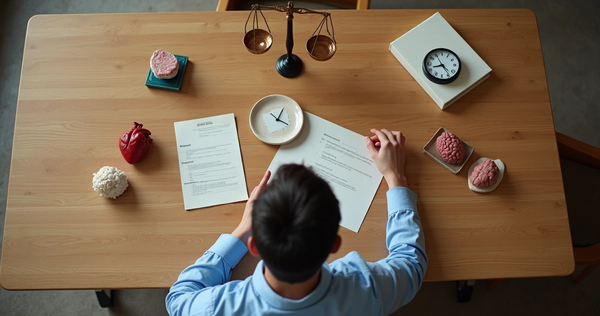Persona mirando opciones en una mesa