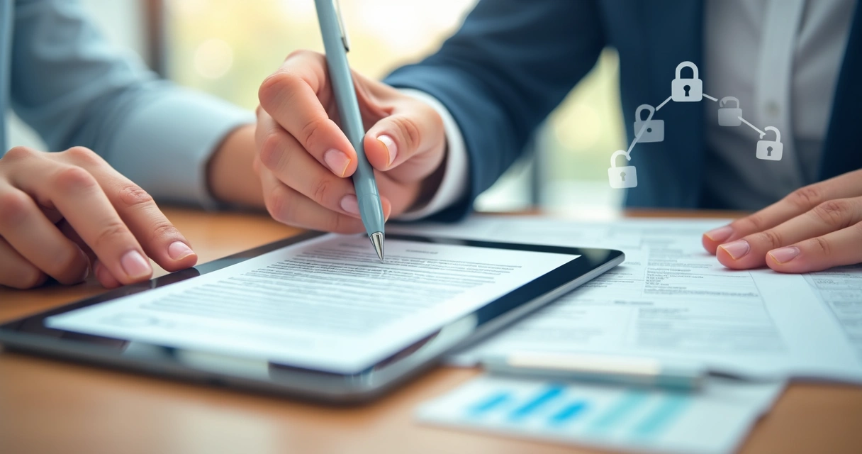 Electronic contract signing on tablet