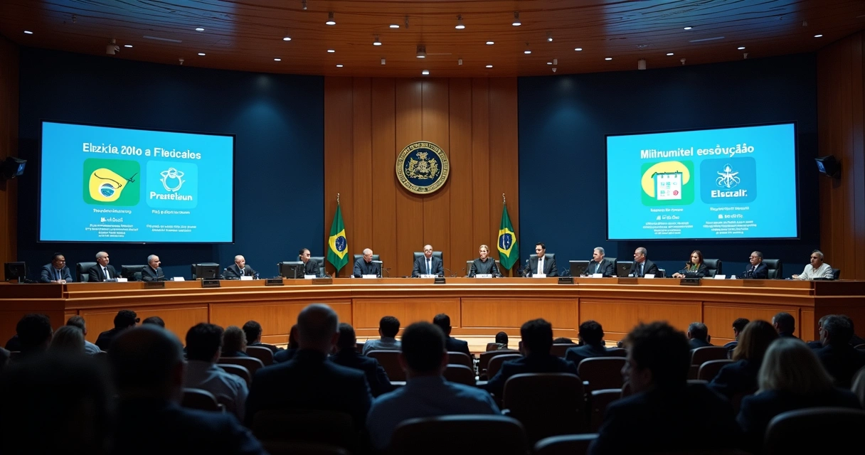 Mesa do TSE em sessão discutindo regras das eleições de 2026 