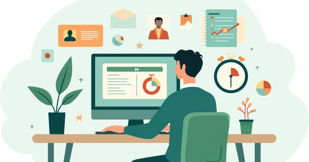 Gestor político usando computador para organizar campanha eleitoral 