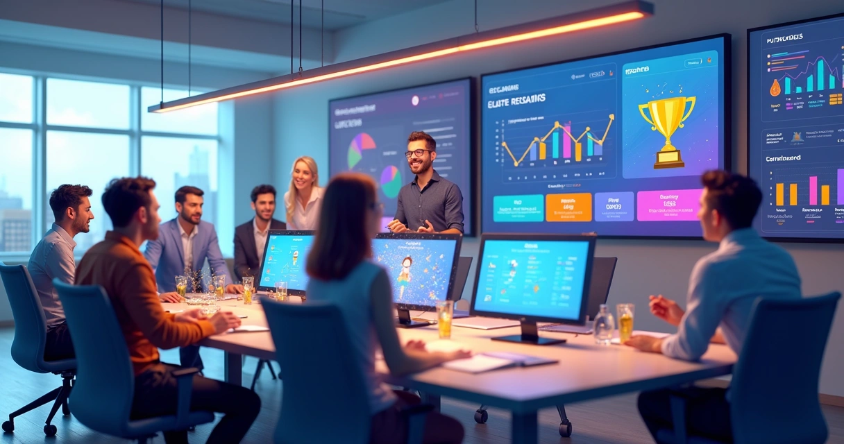 Elementos visuais de gamificação em tela de CRM 