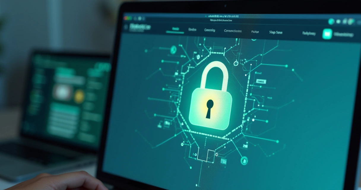 Tela de site com cadeado e selo de segurança 