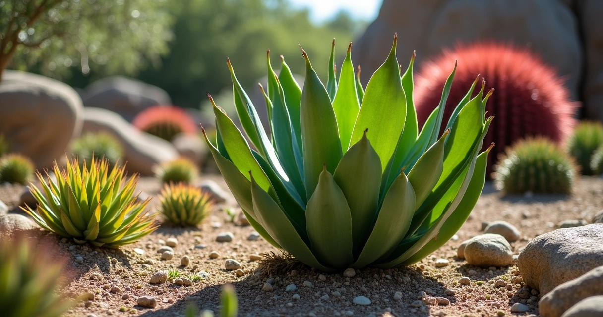 Elephant bush thriving in summer succulent garden 