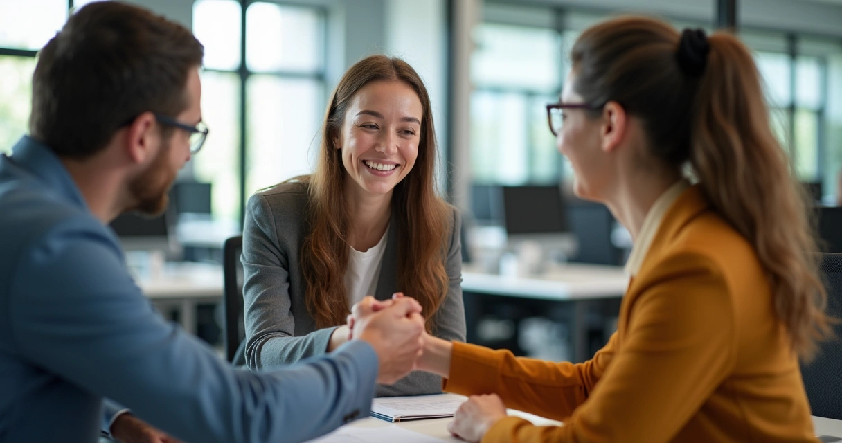 Pessoa feliz recebendo reconhecimento no ambiente de trabalho 