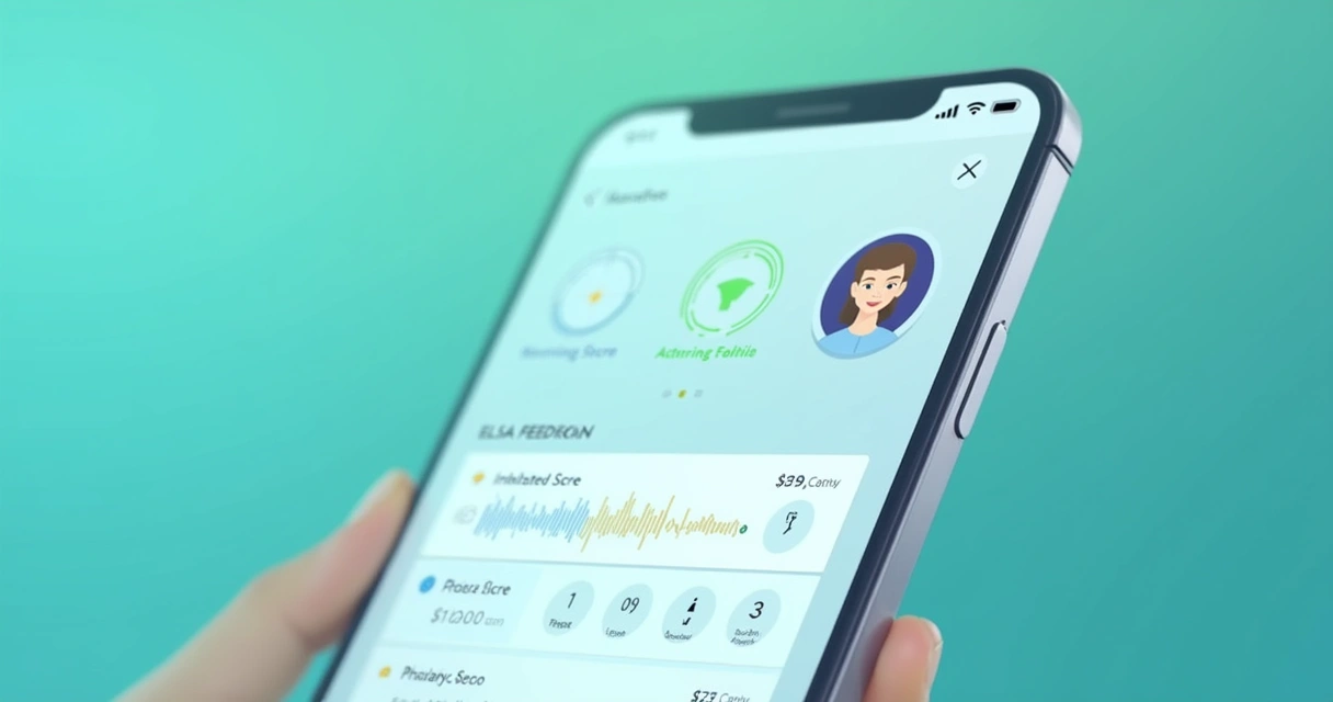 App de pronúncia ELSA Speak aberto em celular com gráfico de desempenho 