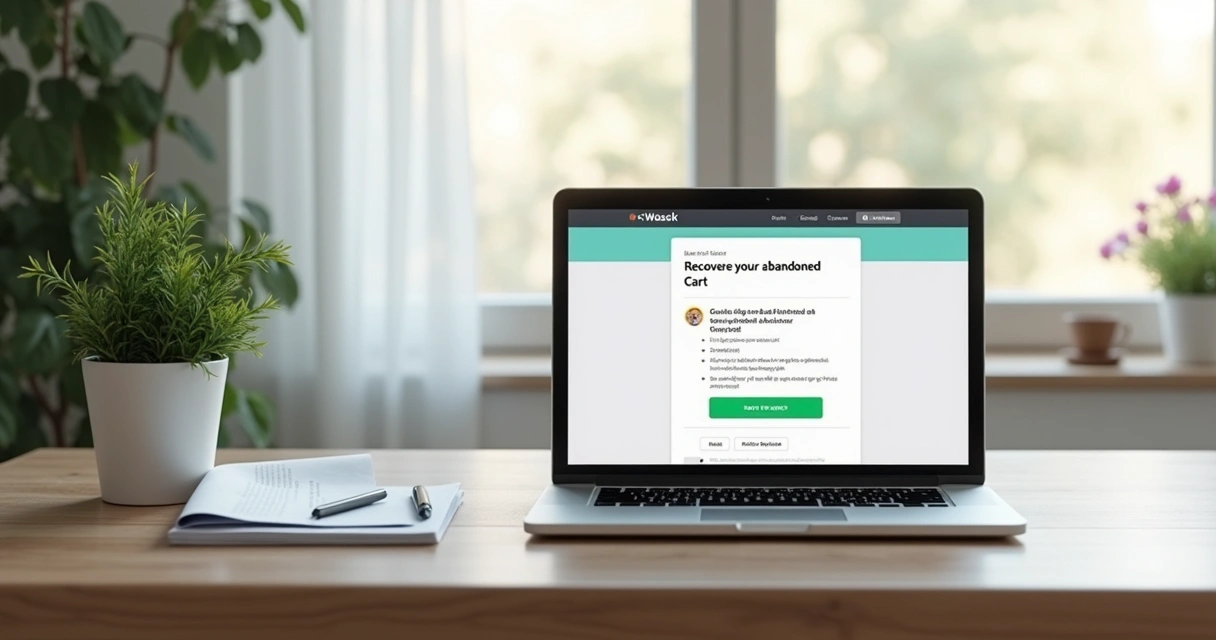 Exemplo de e-mail automático para recuperar carrinho em tela de notebook 